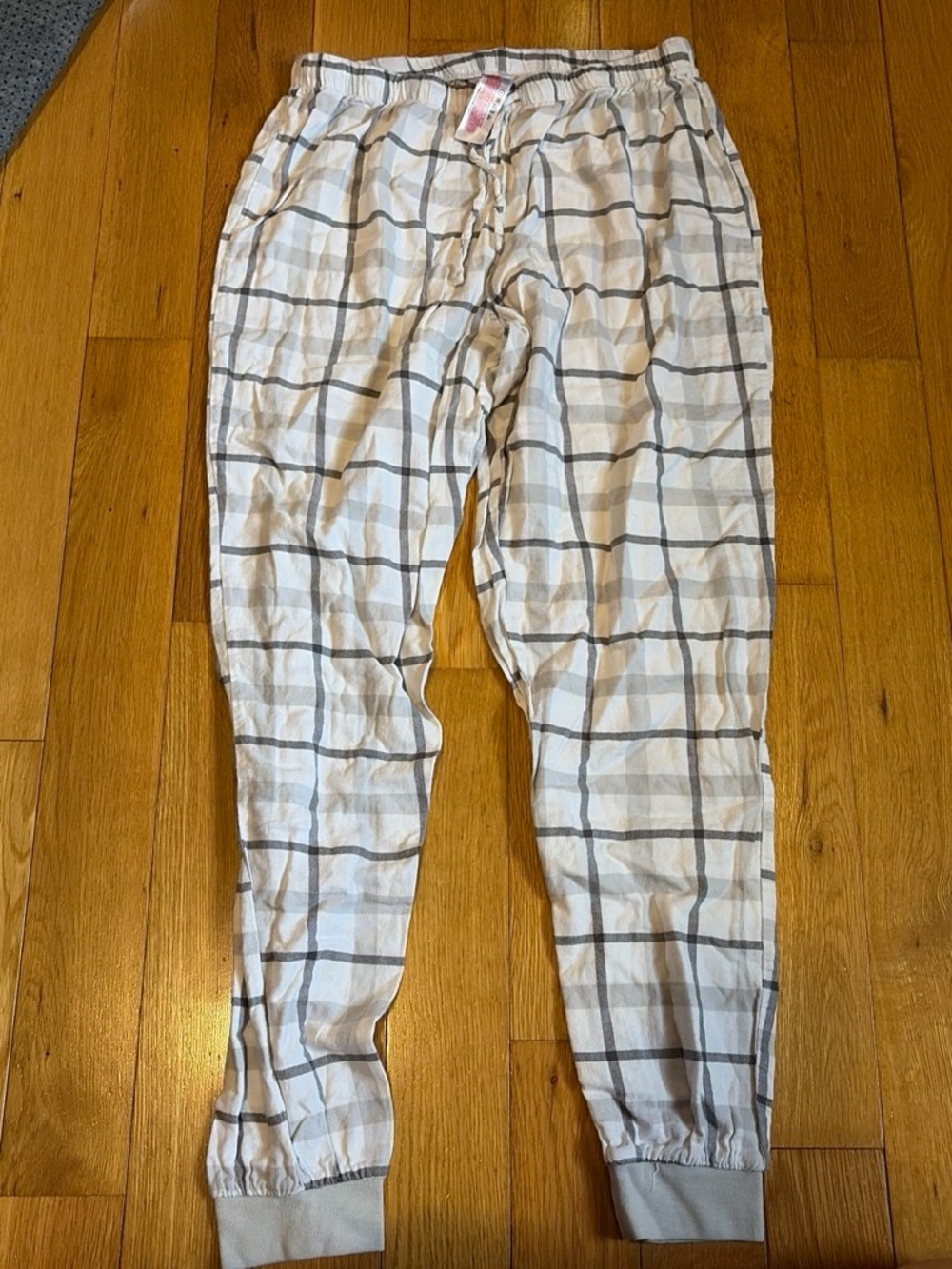 women's Light Gray Windowpane Jogger Pants